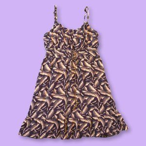 ANTHROPOLOGIE Blue Bird Boho Feather Summer Dress